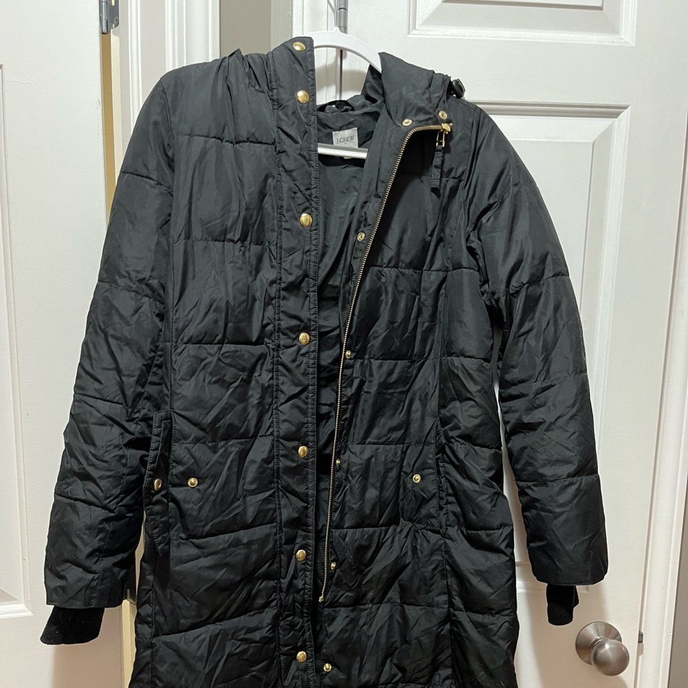 Jcrew puffer black coat